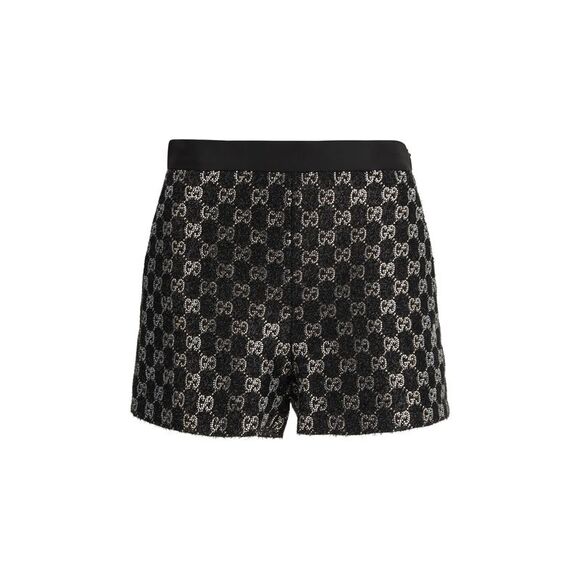 Gucci Women Tweed Wool Lamé Embroidered Shorts